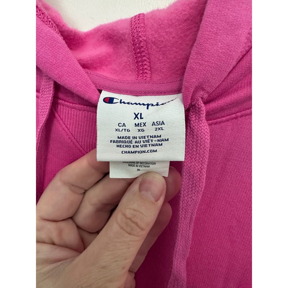 Champion Women sz XL Hot Pink Oversized Sleeveless Sweatshirt Hoodie Gym Comfort - Picture 6 of 10